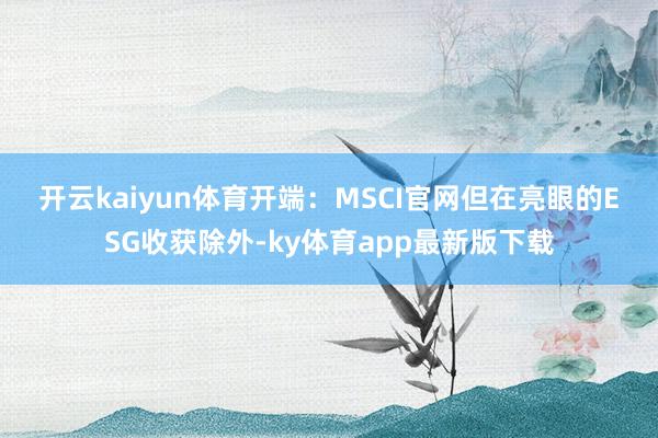 开云kaiyun体育　　开端：MSCI官网　　但在亮眼的ESG收获除外-ky体育app最新版下载