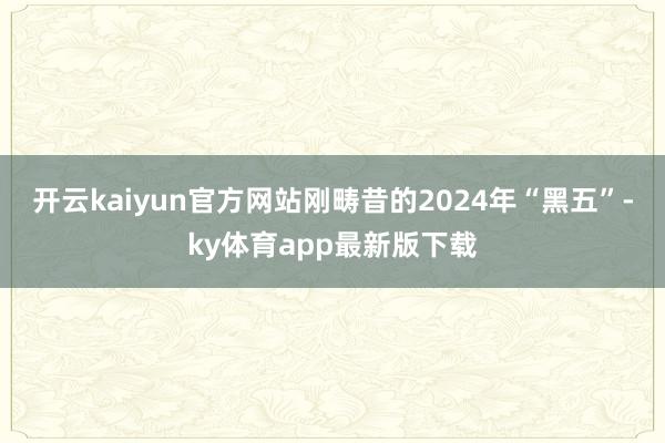 开云kaiyun官方网站刚畴昔的2024年“黑五”-ky体育app最新版下载