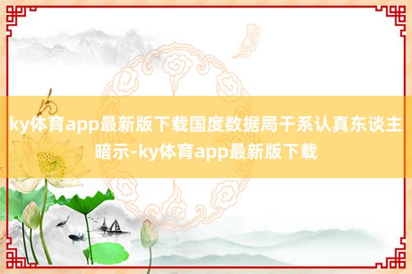 ky体育app最新版下载国度数据局干系认真东谈主暗示-ky体育app最新版下载