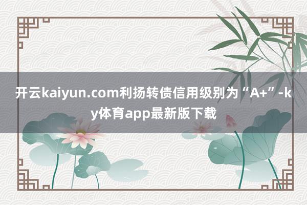 开云kaiyun.com利扬转债信用级别为“A+”-ky体育app最新版下载