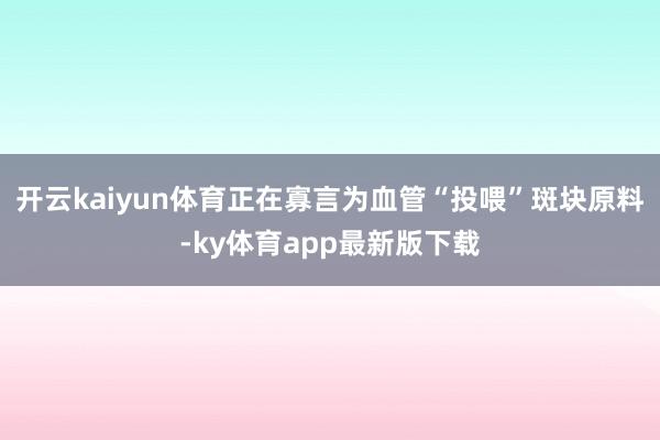 开云kaiyun体育正在寡言为血管“投喂”斑块原料-ky体育app最新版下载